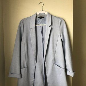 Dynamite Pale Blue Collared 3/4 Sleeve Blazer, Medium